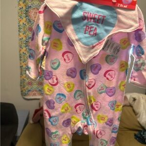 Sweet Pea Pink Heart Print Kids One Piece